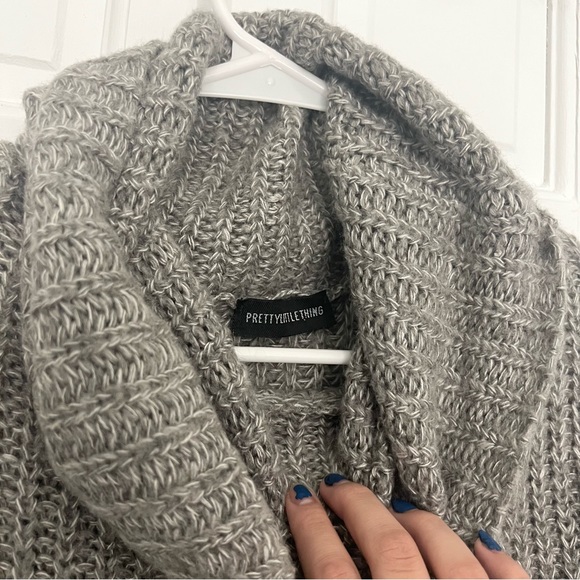 PRETTY LITTLE THING turtleneck sweater high neck long sleeve roll knit grey gray - Picture 5 of 11